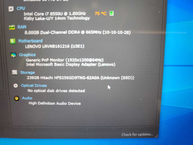 Lenovo MIIX-520-12IKB w/ detachable KB, i7-8250, 8GB DDR4, 256GB SSD **NO AC  Q