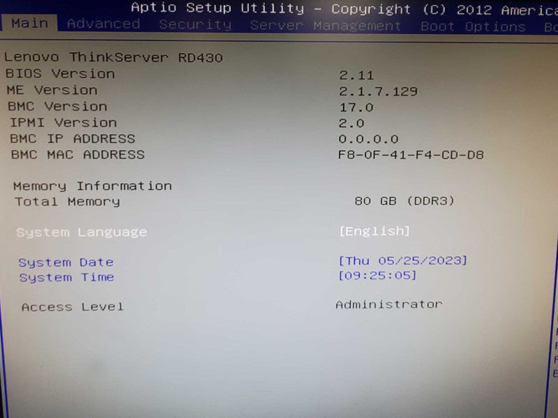Lenovo ThinkServer RD430, 2x E5-2420 v0 1.9GHz 80GB DDR3 No RAID |