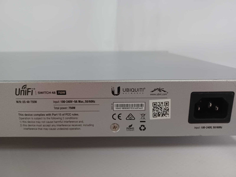 Ubiquiti UniFi US-48-750W Switch 48 750W 48-Port PoE Managed Gig Switch, Read Q_