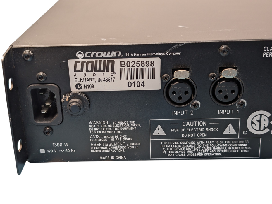 CROWN XLS 202 PowerAMP 2 Channel Rack Power Amplifier  -