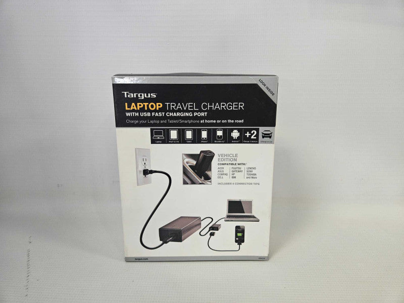 Targus Laptop Travel Charger with USB Fast Charging Port (APM32US) Q)