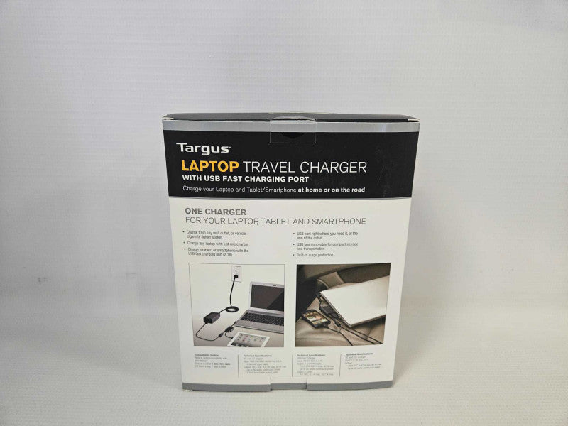 Targus Laptop Travel Charger with USB Fast Charging Port (APM32US) Q)