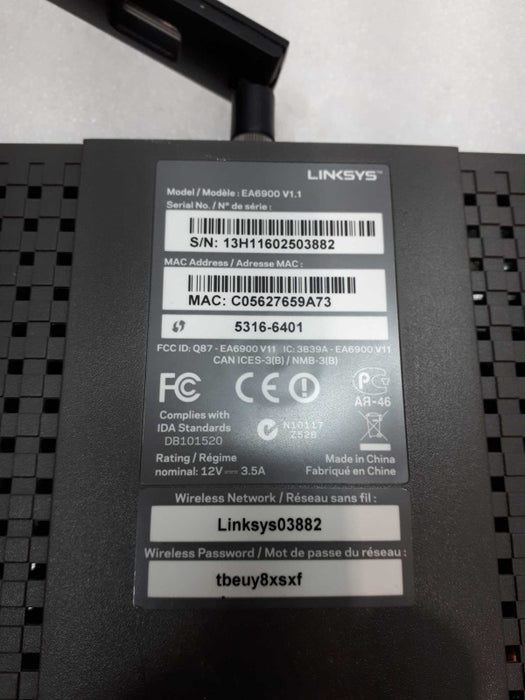 Linksys EA6900 V1.1 AC1900 1900 Mbps 5 Port Wireless Smart WiFi Router  &