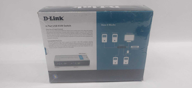D-Link DKVM-4U 4-Port USB KVM Switch NEW @