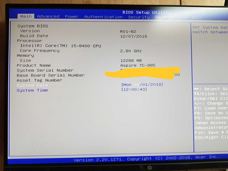 Acer Aspire TC-885 - Intel i5-8400 @ 2.80 GHZ 12GB DDR4