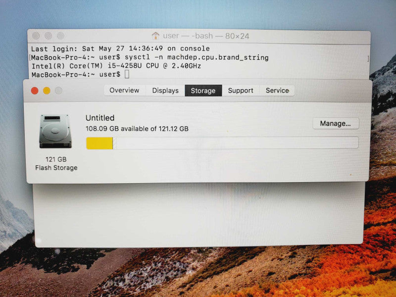 MacBook Pro 2013 Core i5-4258U @ 2.4GHz 8GB DDR3 120GB SSD 13\\" (
