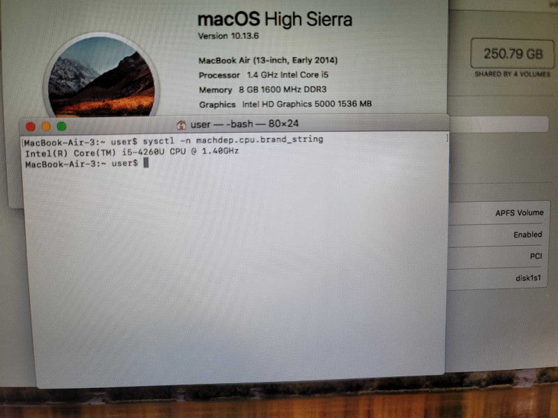 MacBook Air 2014 13\\" i5-4260U @ 1.40GHz, 8GB DDR3, 256GB SSD **Loose Hinge