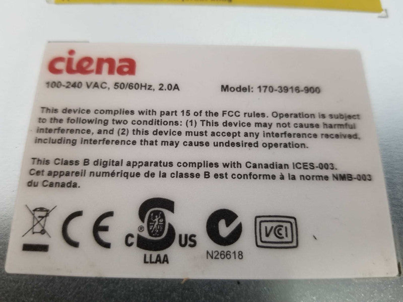 Ciena 3916 series service delivery switch 170-3916-900 - Factory Reset #