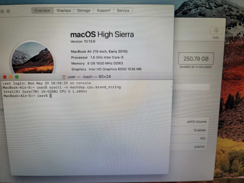 MacBook Air 2015 13\\" i5-5250U @ 1.60GHz, 8GB DDR3, 500GB SSD **READ