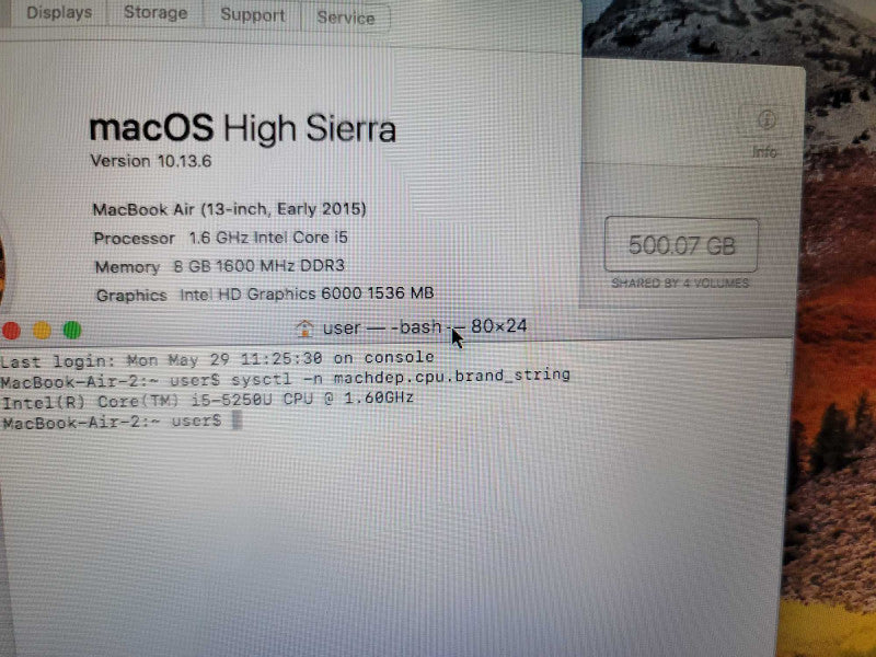 MacBook Air 2015 13\\" i5-5250U @1.60GHz, 8GB DDR3, 500GB SSD **READ