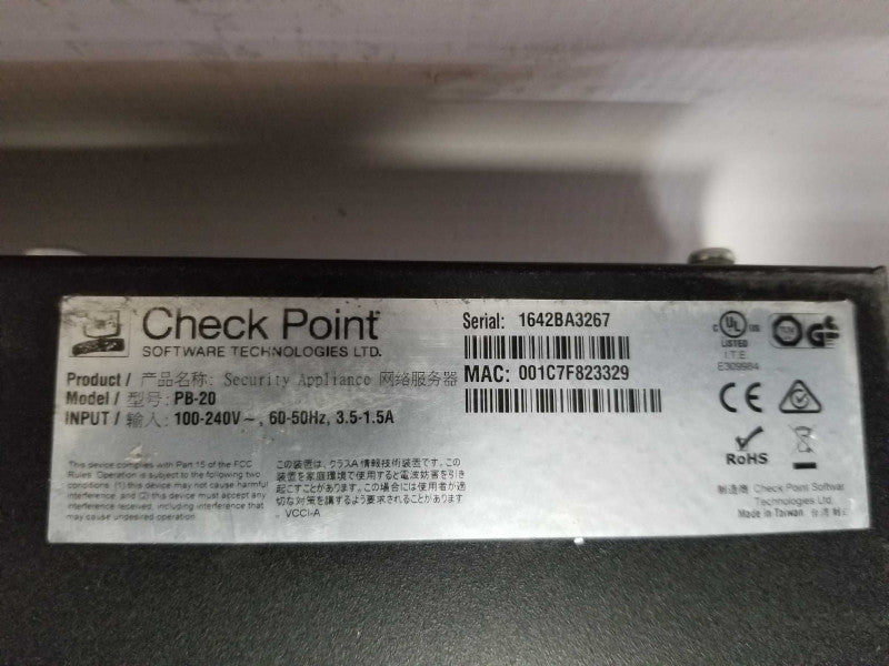 checkpoint pb-20 Firewall network Security Appliance - Factory Reset Q#