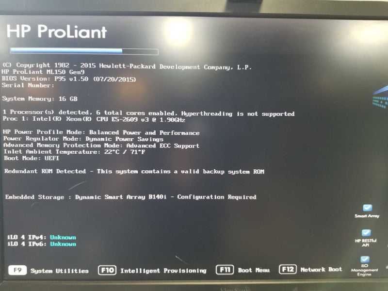 HP proliant Ml150 Gen9 Xeon E5-2609 V3 @ 1.90ghz / 16gb ram / B140i raid #