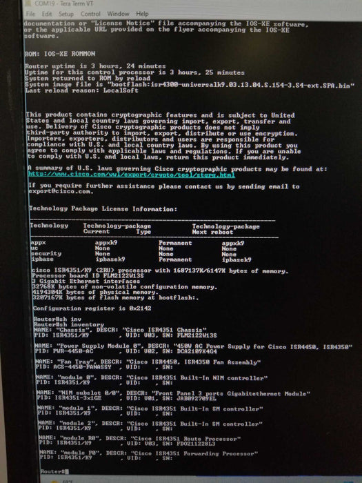 Cisco ISR4351/K9 Gigabit Integrated Service Router, no clock issue  _