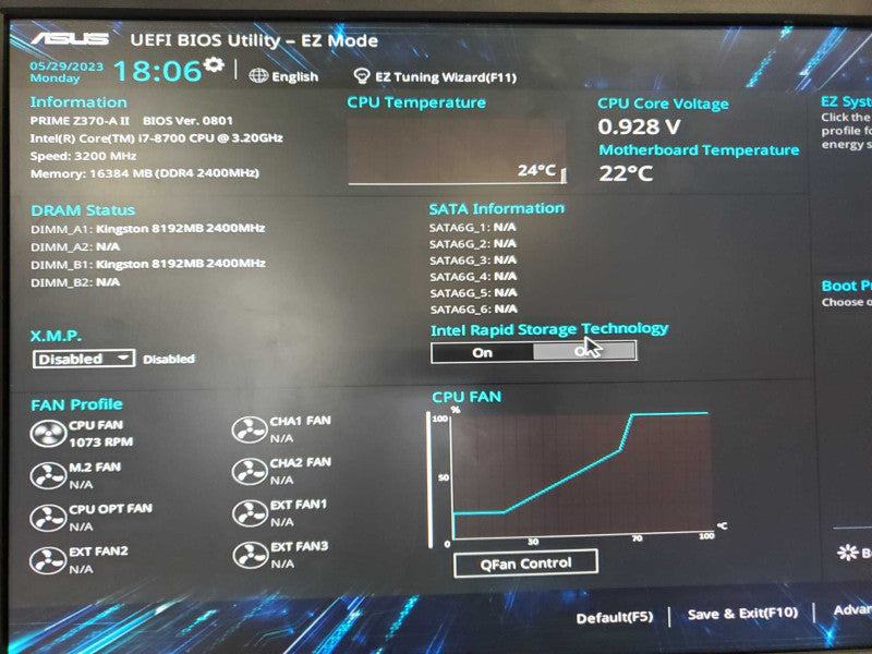 Asus Prime Z370-A II + Intel Core i7-8700 @ 3.2GHz + 16GB DDR4 (