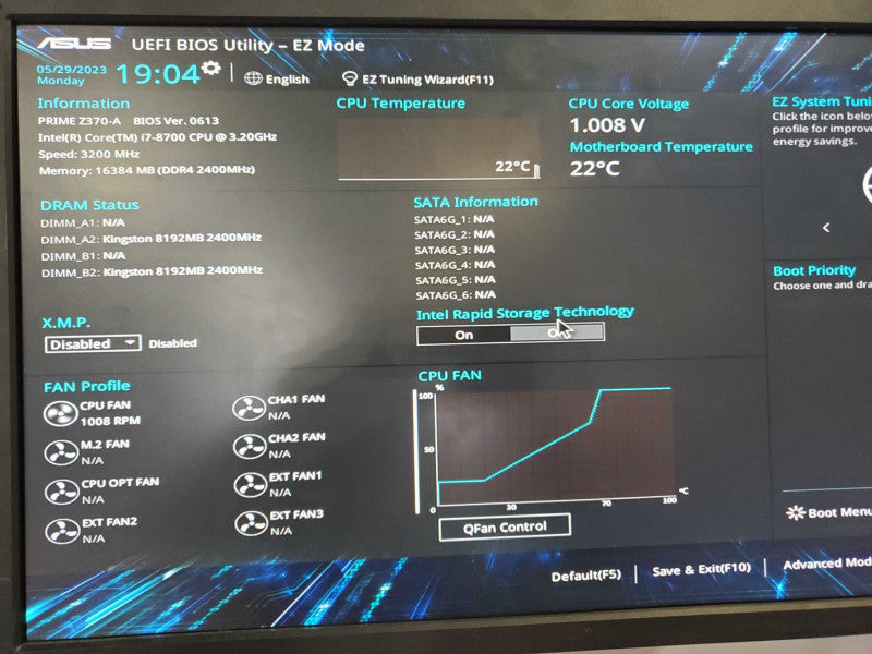 Asus Prime Z370-A + Core i7-8700 @ 3.2GHz + 16GB DDR4 Q(