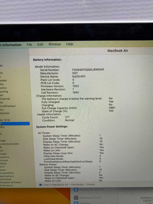 2019 13-inch MacBook Air Retina with Intel i5 CPU 16GB RAM & 120GB Storage #