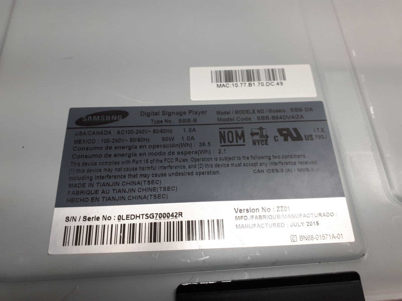 Samsung Digital Signage Player SBB-DA Set Back Box  Q&