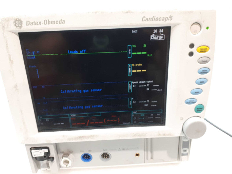 GE DATEX-OHMEDA CARDIOCAP/5 PATIENT ANESTHESIA CO2 SPO2 ECG/EKG NIBP MONITOR &