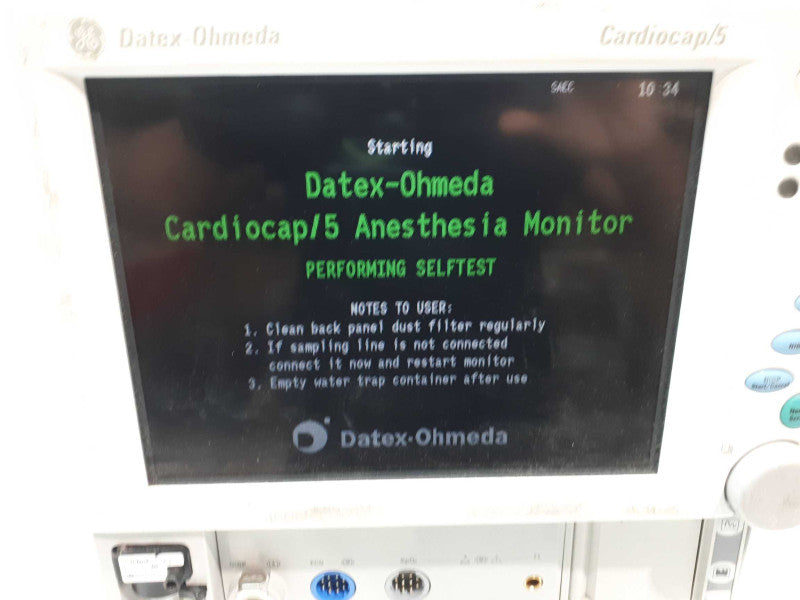 GE DATEX-OHMEDA CARDIOCAP/5 PATIENT ANESTHESIA CO2 SPO2 ECG/EKG NIBP MONITOR &