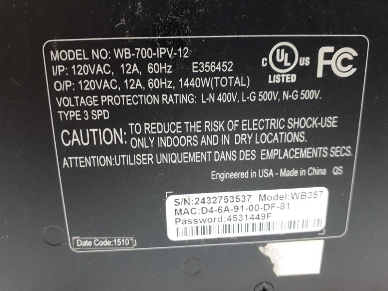WattBox WB-700-IPV-12 Outlet Remote Managed ! SEE DESCRIPTION &