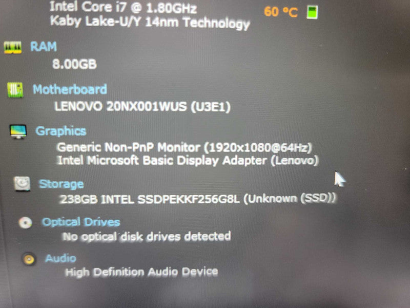 Lenovo T490s i7-8565U @ 1.80GHz, 8GB DDR4, 256GB SSD Î²