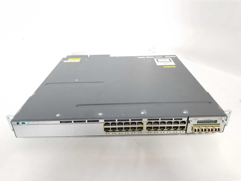 Cisco WS-C3750X-24T-E 24 Port Gig Switch w/  C3KX-NM-1G Module and 2x PSU Q_
