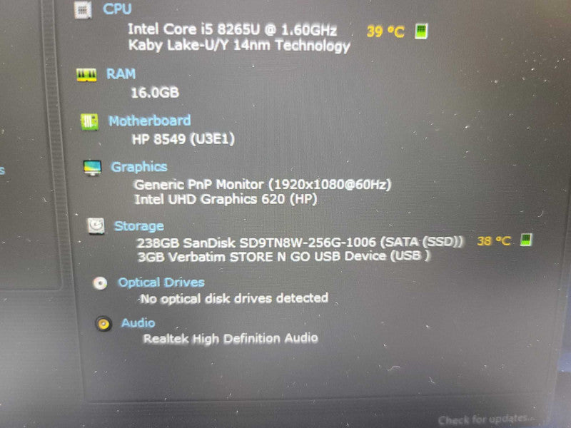 HP EliteBook 840 G6 i5-8265U @ 1.60GHz, 16GB DDR4, 256GB SSD Î²