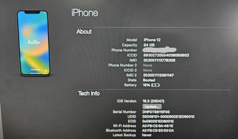 Apple iPhone 12 64GB - Blue **READ** )