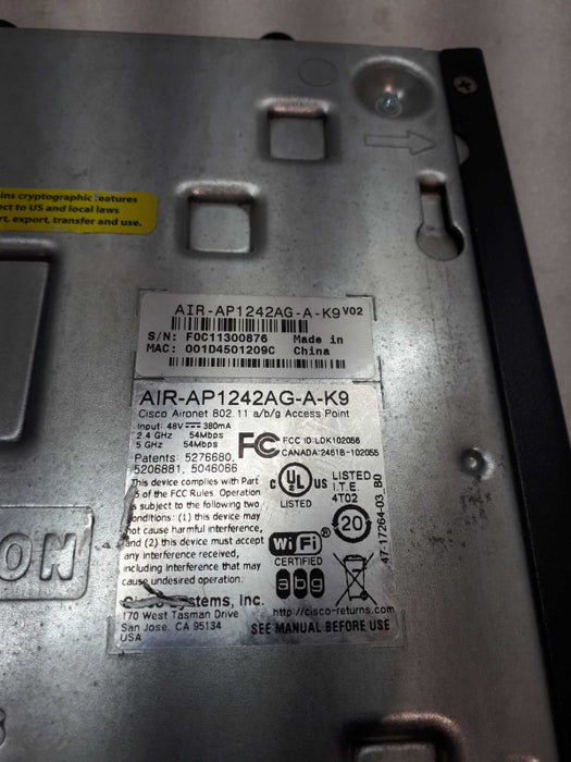 Cisco Aironet  Wireless Access Point AIR-AP1242AG-A- K9 &