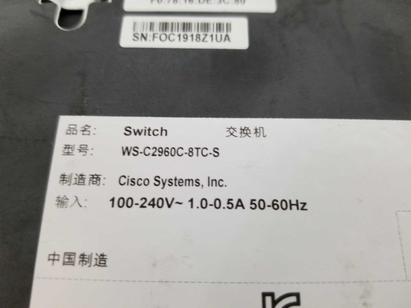 Cisco Catalyst 2960-C Series LL WS-C2960C-8TC-S Network Switch  Q#