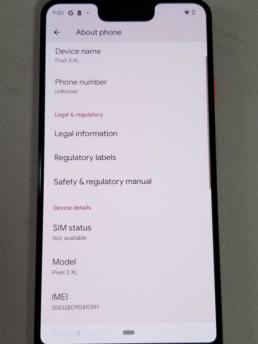 Google Pixel 3XL 64GB Storage _