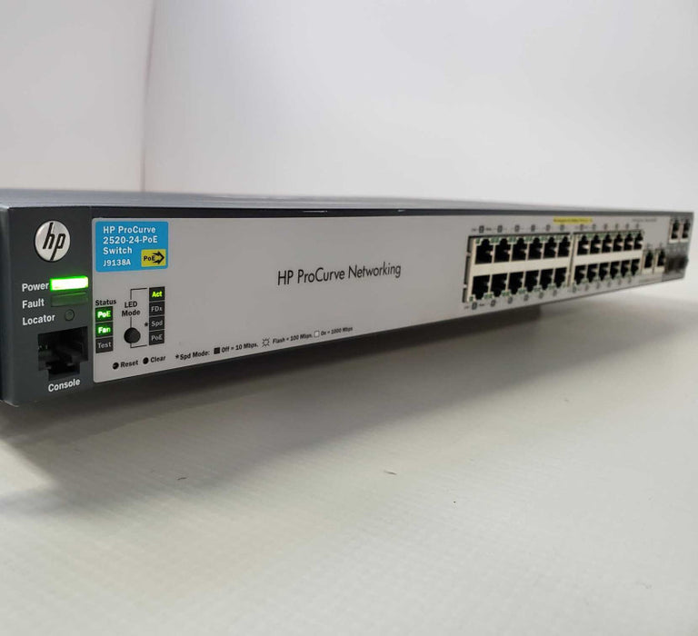 HP ProCurve 2520-24-PoE 24x 10/100 PoE RJ45 + 2x RJ45/SFP 1U Switch J9138A Q)