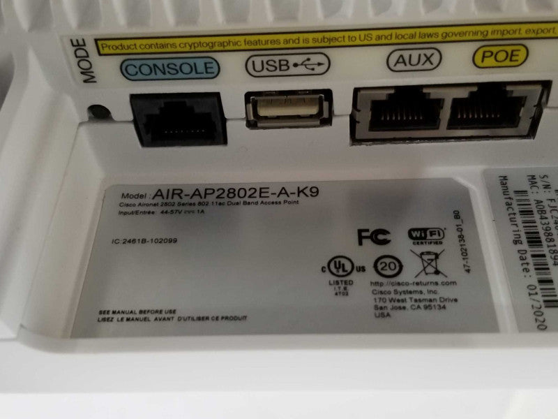 Cisco AIR-AP2802E-A-K9 Aironet 2800e Dual-band AP w/ 3x Antennas _