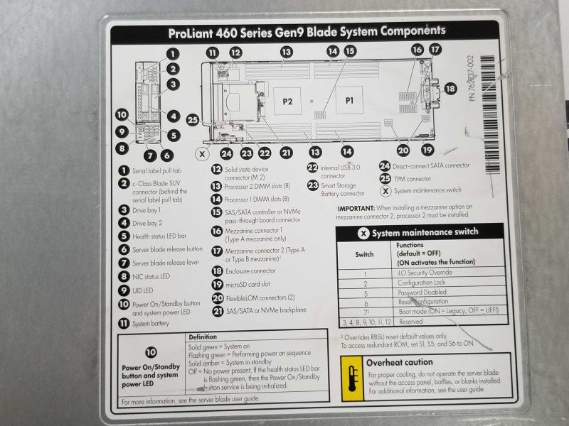 HP ProLiant 460 Series Gen9 Blade 2x E5-2667v4, NO RAM, Read _