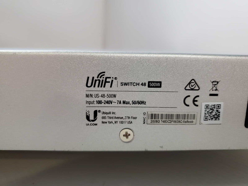 Ubiquiti UniFi US-48-500W 48-Port Managed PoE+ Gigabit 500W Switch *AS-IS* )