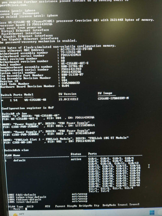 Cisco WS-C3560X-48T-S 48 Port Managed Gigabit with C3KX-NM-10G and 2x PSU SEE _
