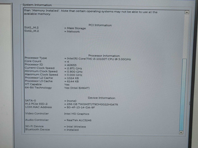 Dell Optiplex 3080 Core i3-10100 @ 3.6GHz 8GB DDR4 M.2 256GB