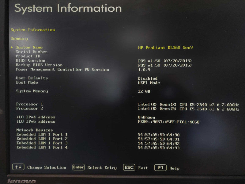 HP Proliant DL360 Gen9 2x Xeon E5-2640 V3 @ 2.60ghz / 32gb ram