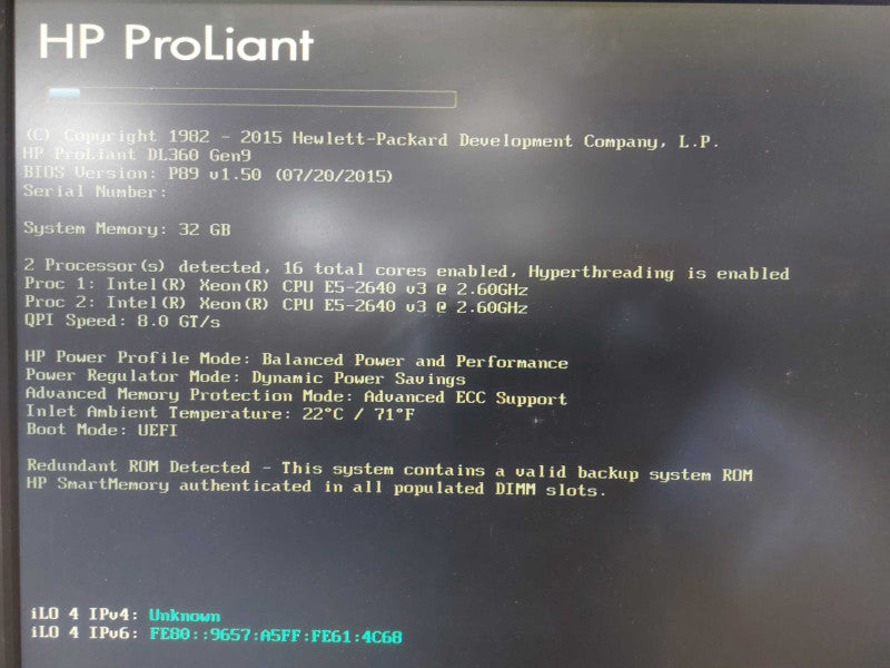 HP Proliant DL360 Gen9 2x Xeon E5-2640 V3 @ 2.60ghz / 32gb ram