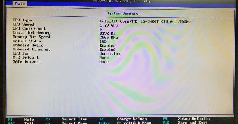 Lenovo ThinkCentre M720q Core i5-8400T @ 1.70GHz 8GB DDR4 NO HDD )