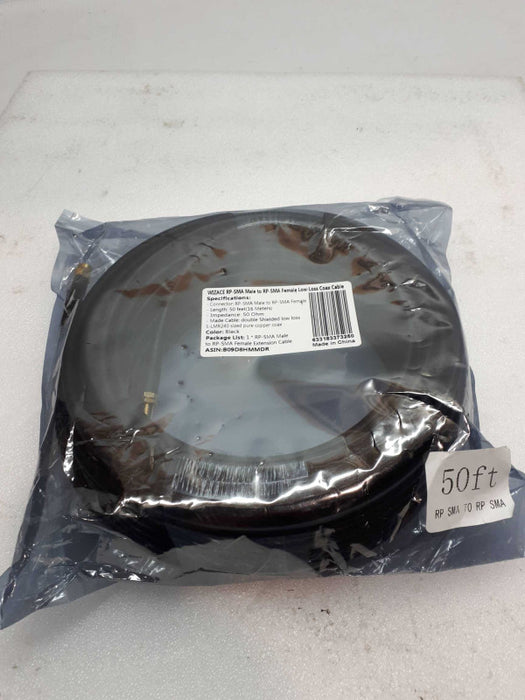 WIZACE 50 ft  RP-SMA Male to  RP-SMA Female Low-Loss Coax Cable- New Q&