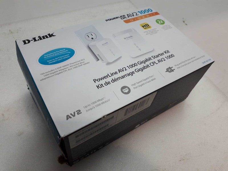 D-Link Powerline AV2 1000 Gigabit Powerline Starter Kit-DHP-601AV- New &