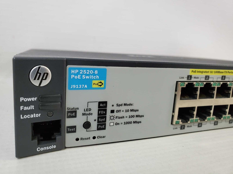 HP ProCurve 2520-8 PoE Switch J9137A 8 Port, NO POWER SUPPLY )