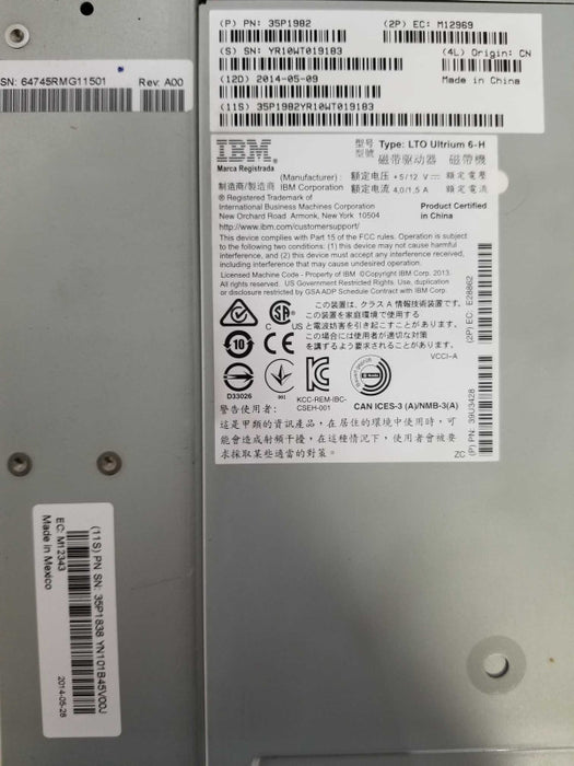 IBM LTO Ultrium 6-H 35P1982 39U3428 FC Short-Wave 8Gb/Sec Tape Drive Q_