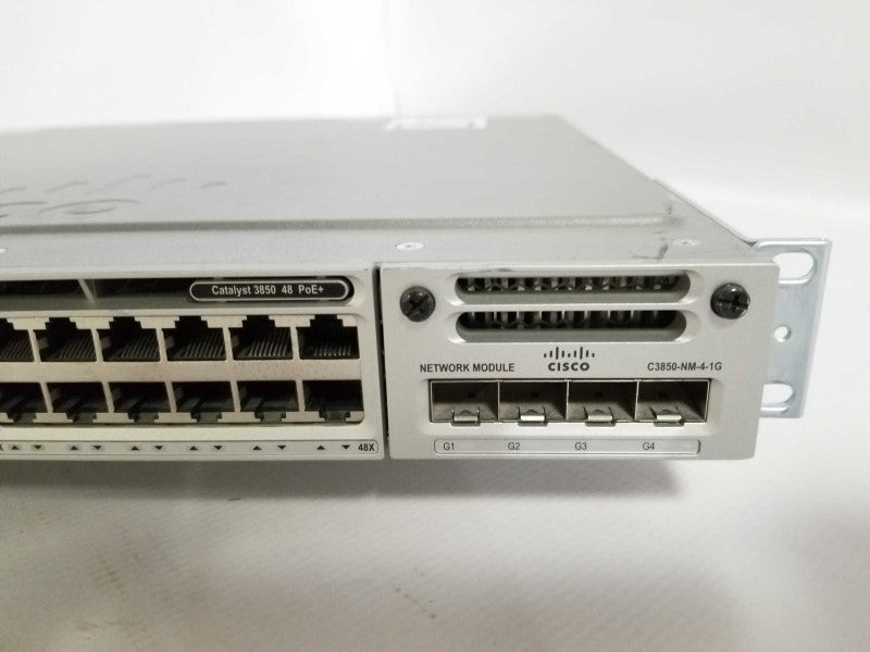 Cisco WS-C3850-48P-L 48-Port PoE+ Gigabit Network Switch w/ 1x PSU C3850-NM-4 _