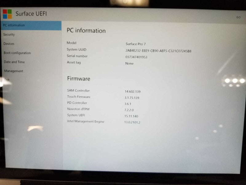 Windows Surface Tablet Pro 7 1866 I5-1035G4 / 8gb ram / 256gb SSD / #