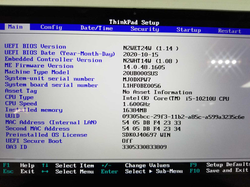 Lenovo Thinkpad Yoga Gen5 i5-10210U @ 1.60ghz / 16gb ram  #
