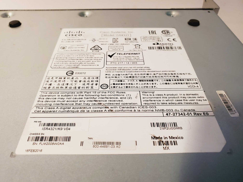 CISCO ISR4321 ISR4321 Gigabit Router ISR4321/K9 Q(