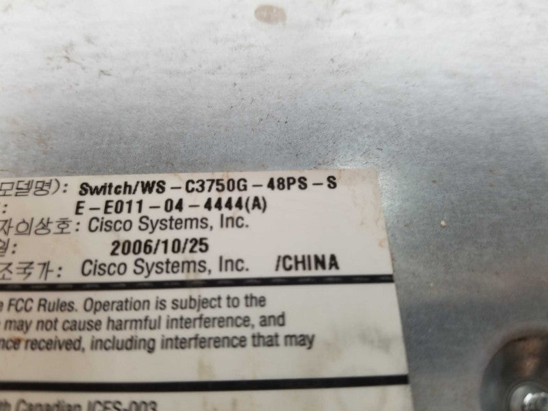 Cisco WS-C3750G-48PS-S 48-Port PoE 4x SFP Managed Gigabit Switch - RESET Q#