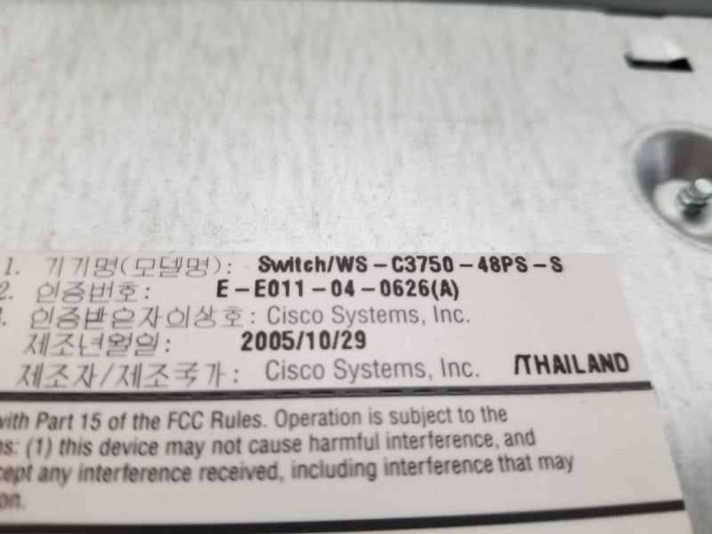Cisco Catalyst 3750 Series PoE-48 WS-C3750-48PS-S PoE Network Switch #